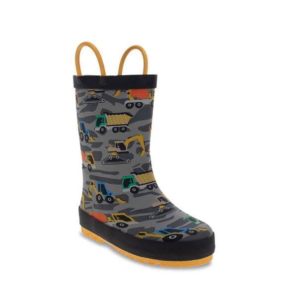 NWT Western Chief Kids Construction Trucks Rain Boot - Gray Toddler Boy Size 10 - Picture 3 of 8